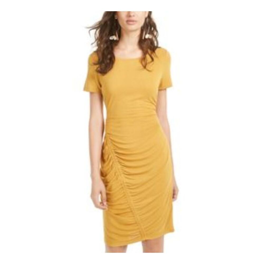 ULTRA FLIRT Womens Shirt Dress Yellow  Slip-on Short Sleeve Juniors XXS